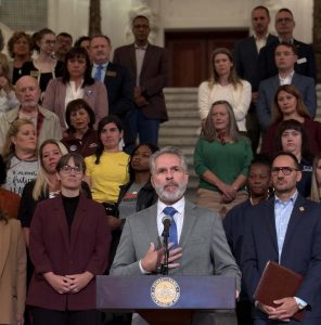 Patrick Slattery speaking at State Capital rally.